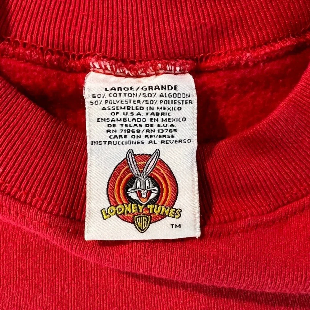 VTG 1997 Looney Tunes Tweety Kiss This Christmas Sweatshirt Red Large Warner Bro
